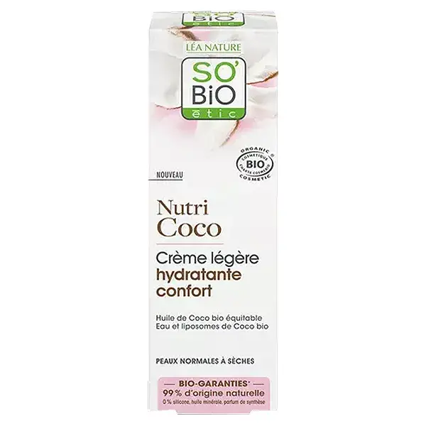 So'Bio Étic Nutri Coco Creme Hidratante Leve e Confortante Orgânico 50ml