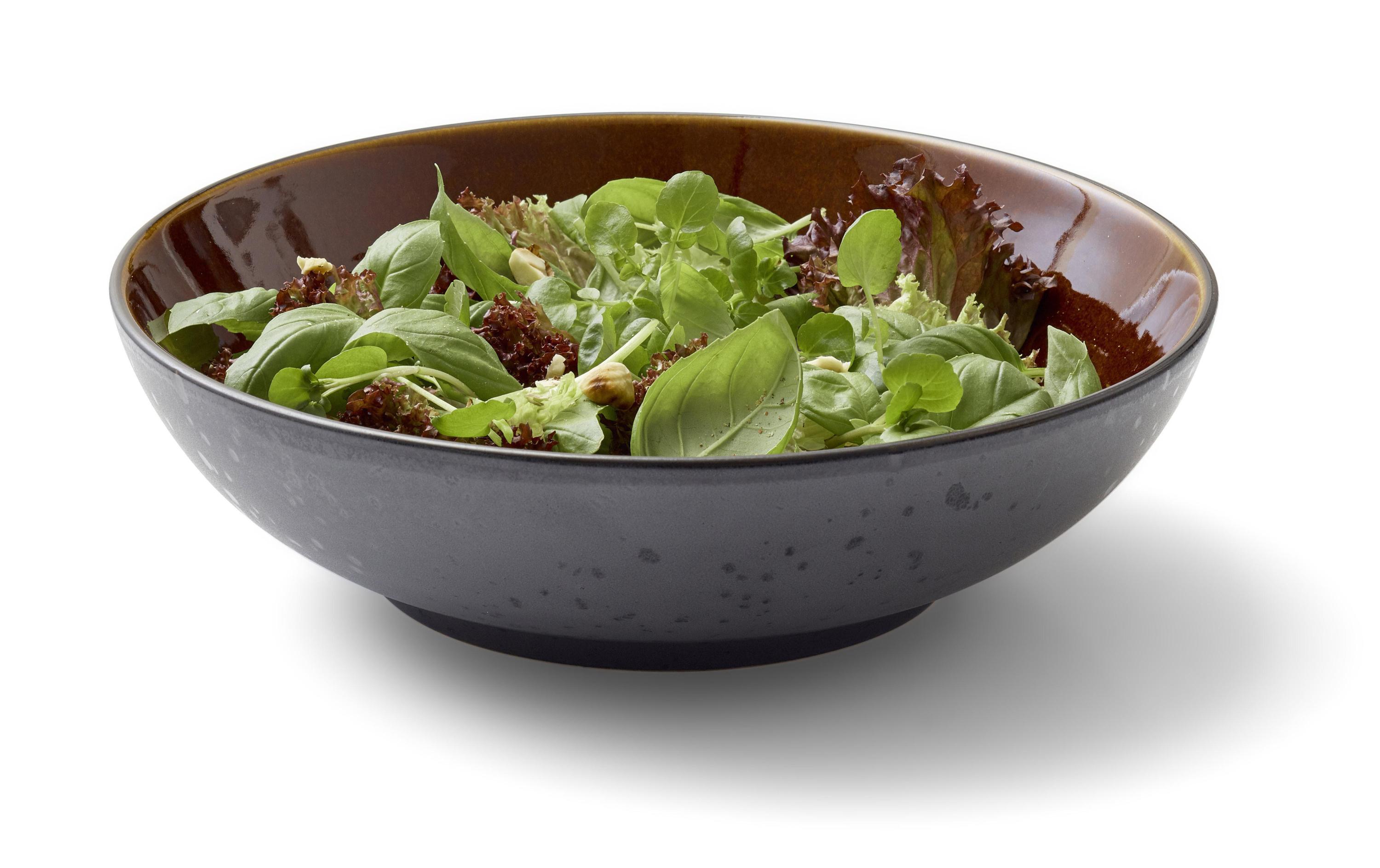 Salatschüssel 24 cm, Schwarz/AmberOfenfeste Salatschüsseln aus Steinzeug