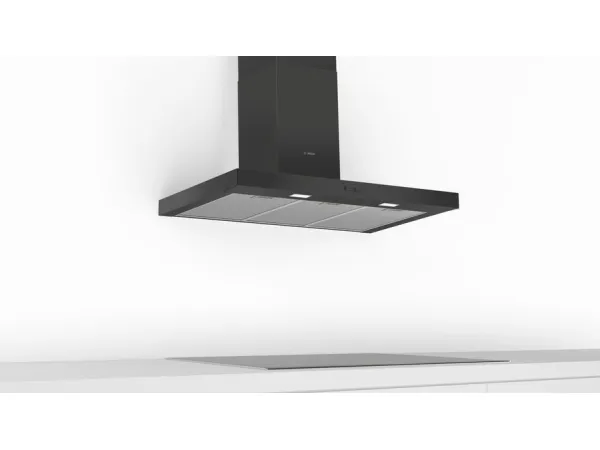 Bosch Serie | 2 DWB96BC60 - Hætte - skorsten flad - bredde: 90 cm - dybde: 50 cm - udtrækning og recirkulation (-) - sort