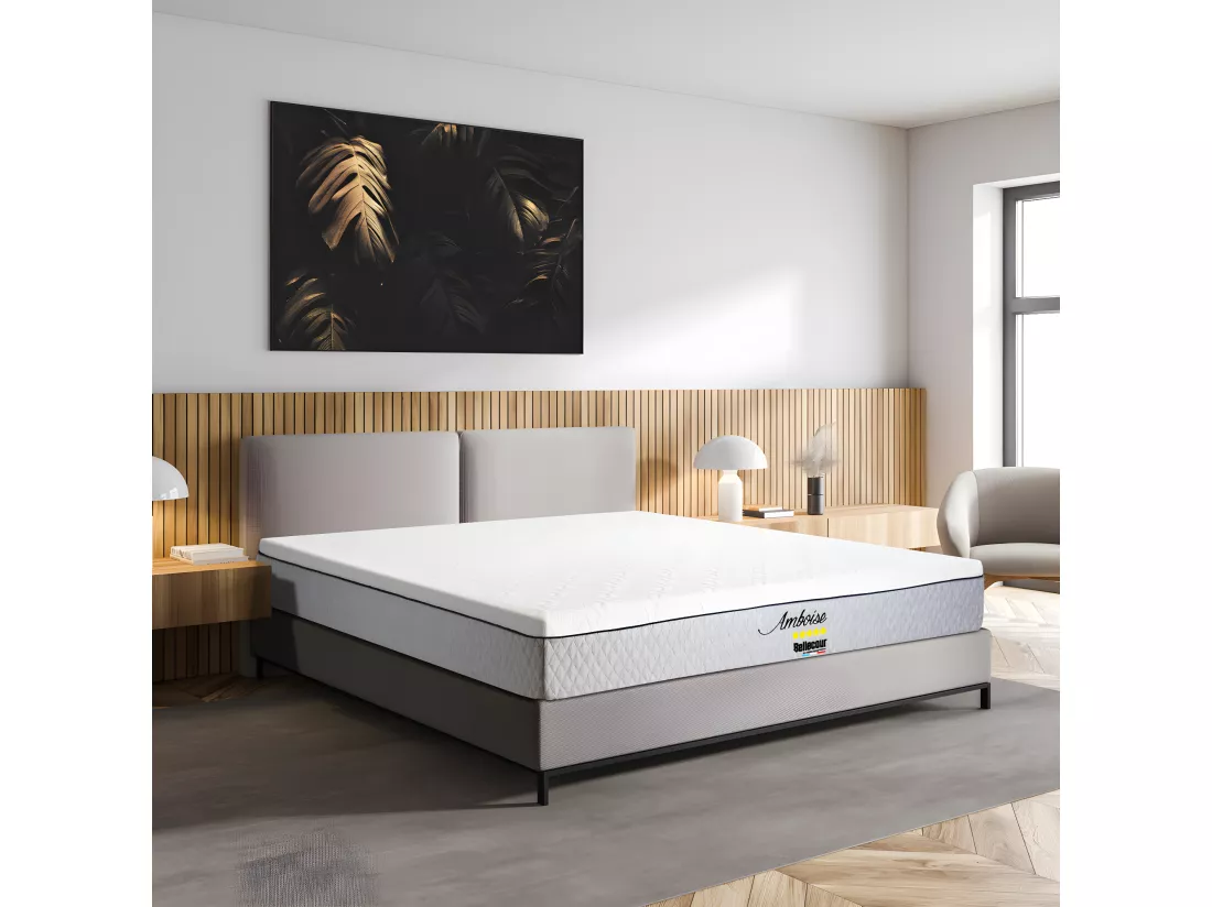 BELLECOUR LITERIE | Ensemble AMBOISE 90x190 cm | Matelas Mémoire de forme + Protège matelas anti punaise