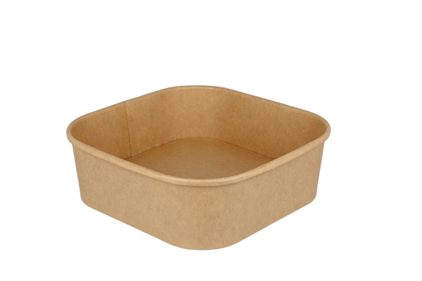 Vierkante maaltijdbak karton 1000ml Kraft