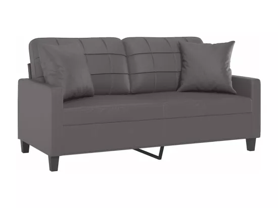 Canapé 2 places avec oreillers décoratifs gris 140cm similicuir