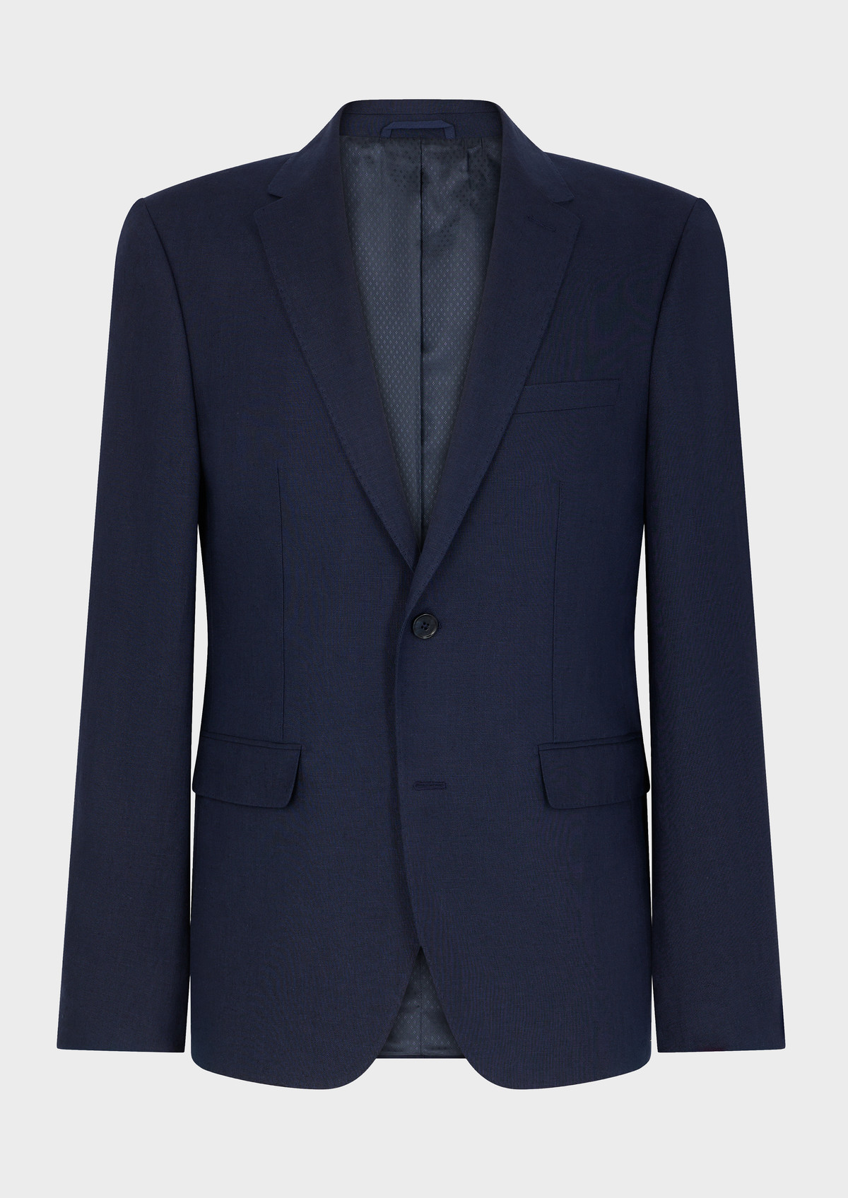 Veste coordonnable Slim en lin uni bleu marine