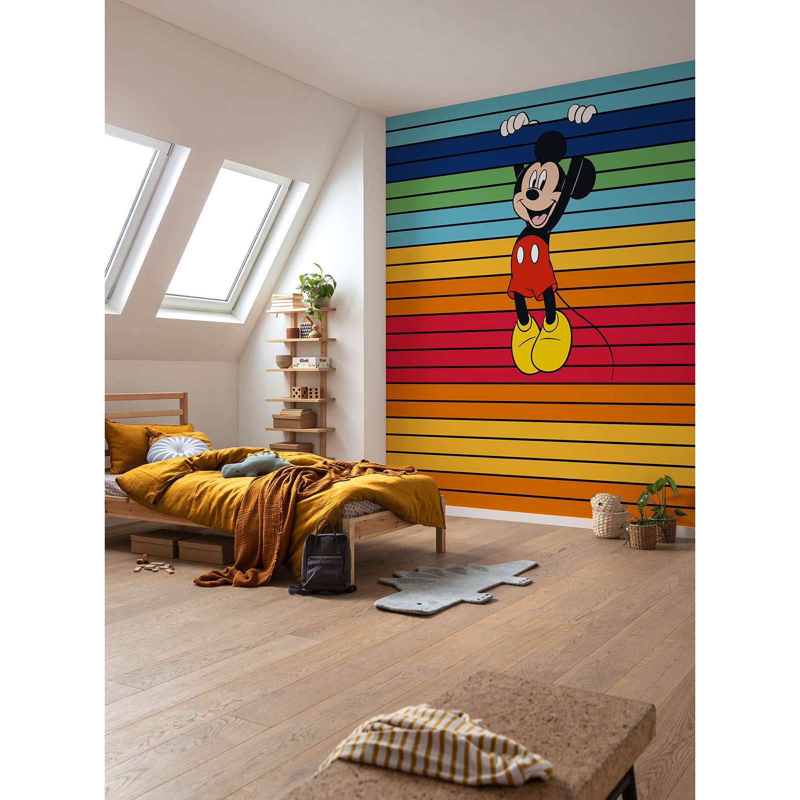 Vlies-Fototapete MICKEY MAGIC RAINBOW - bunt - 300x250 cm