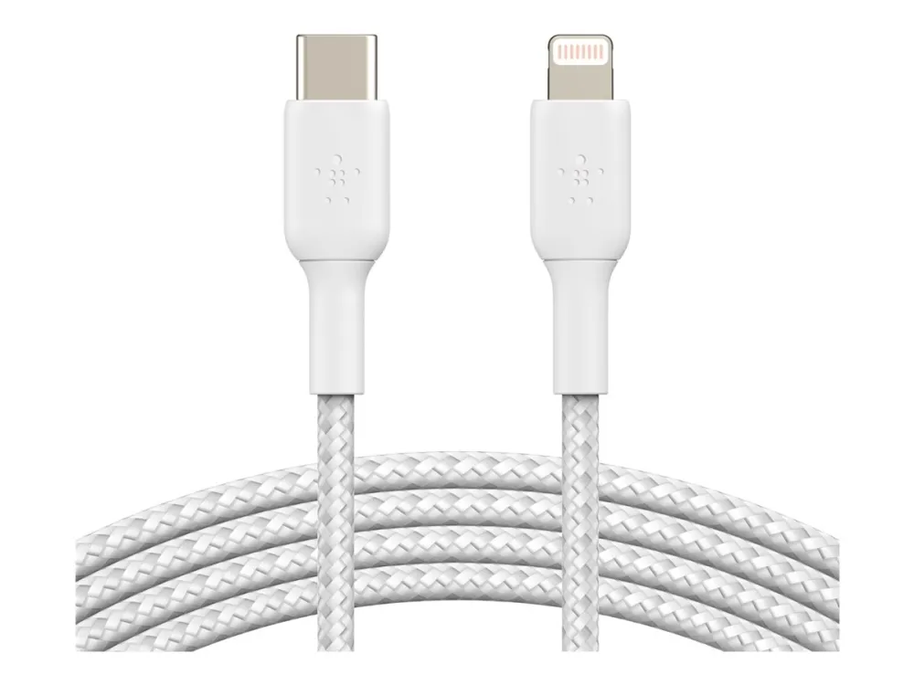 Belkin BoostCharge - Lightning-kabel - 24 pin USB-C han til Lightning han - 2 m - hvid - USB Power Delivery (18 W)