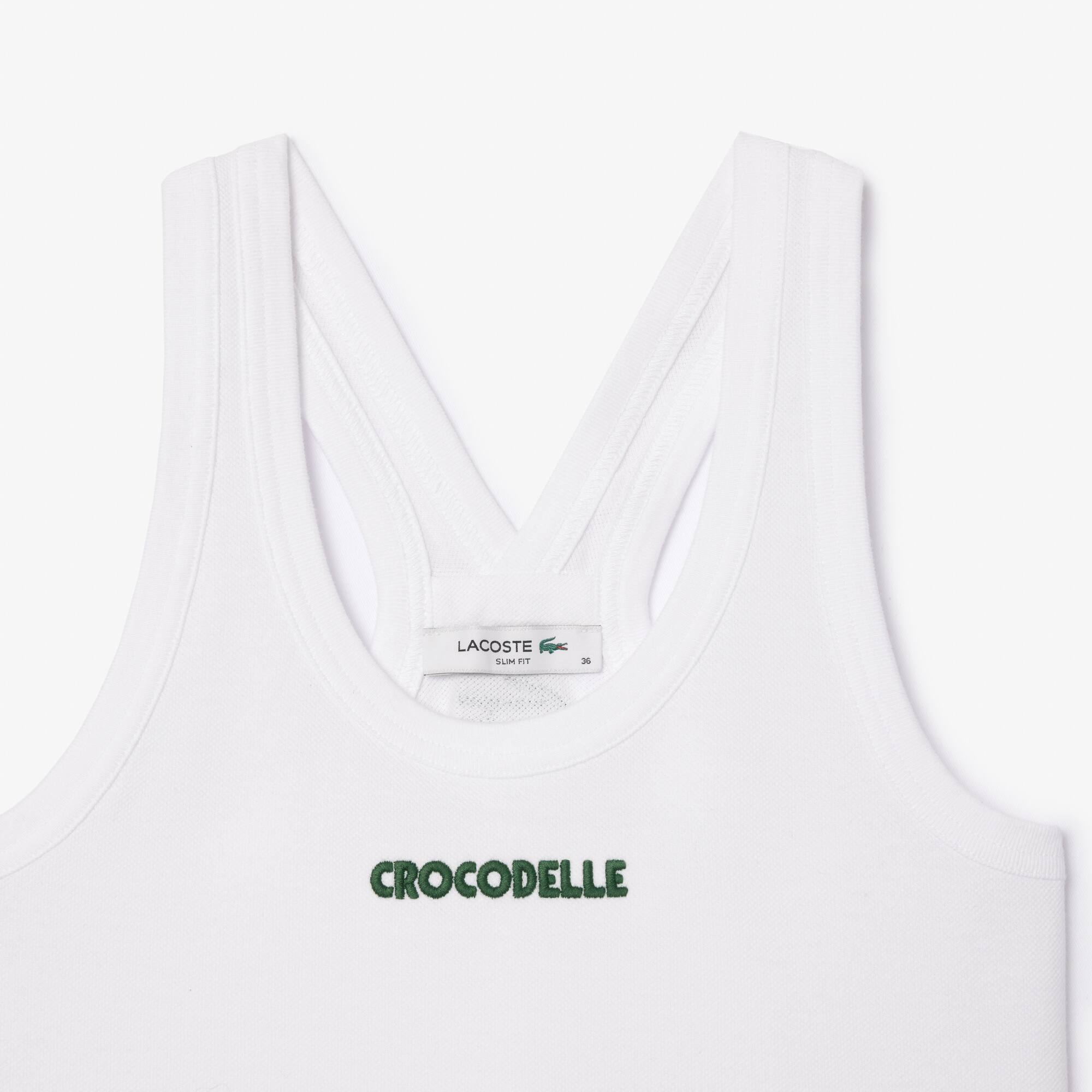 Piqué Tank Top mit Stickerei T-Shirts - Weiss - Lacoste - Damen