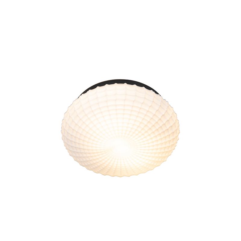 Klassieke plafondlamp zwart met opaal glas 30 cm IP44 - Nohmi