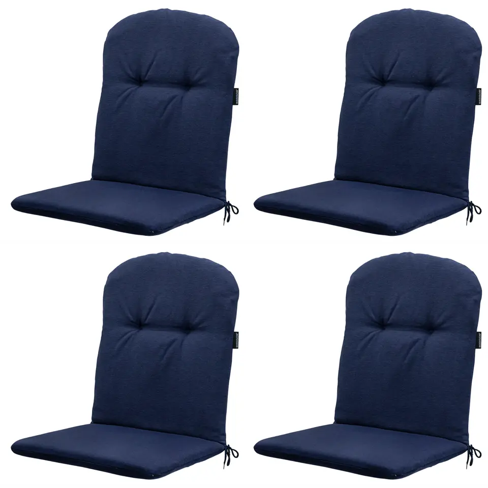 Madison - Kuipstoelkussen Hoge Rug Panama indigo - Ca. 96x45 cm - Set van 4