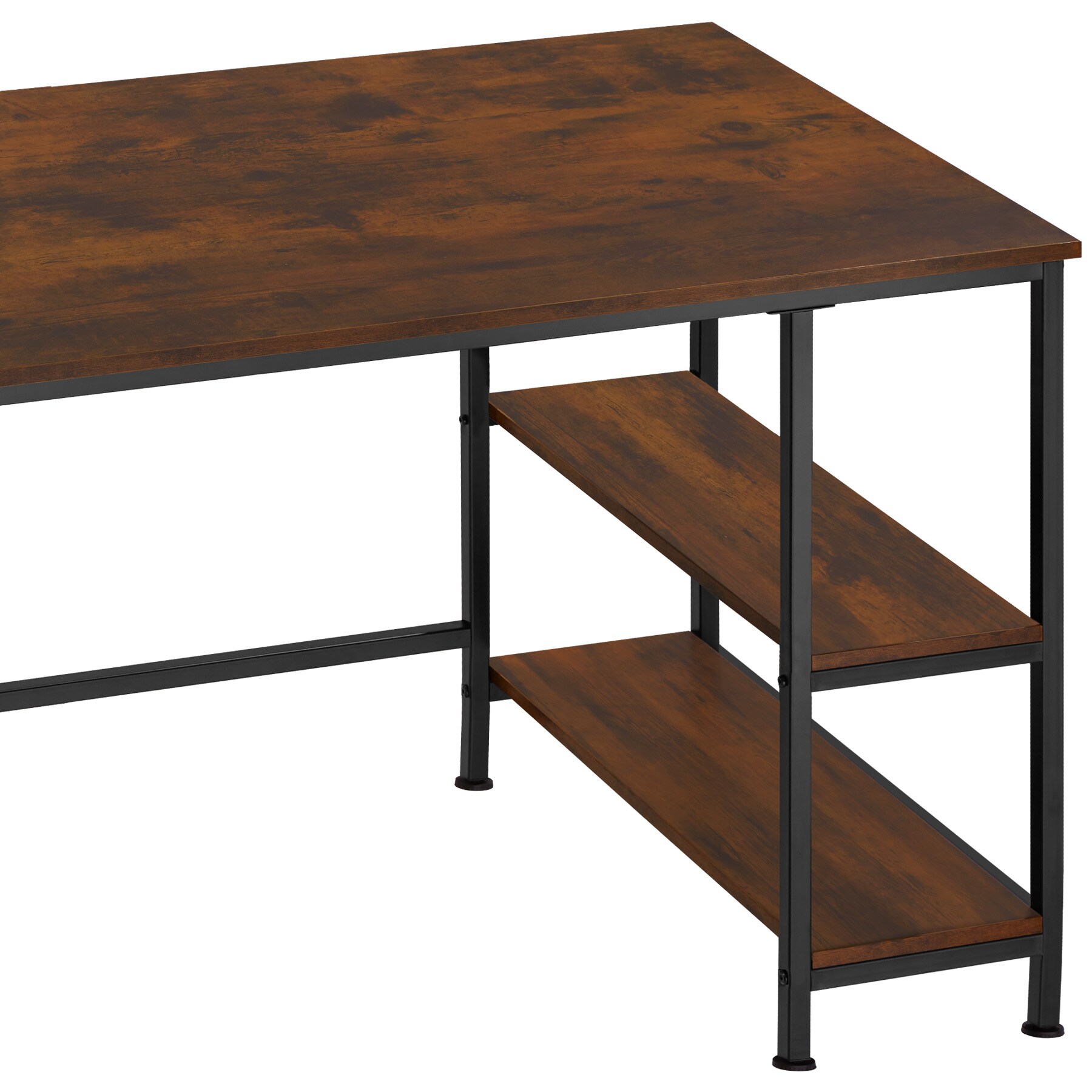 tectake® Computer-Schreibtisch, Industrial Style, Seitenregal mit 2 Ablagefächern, 120 x 60 x 75,5 cm