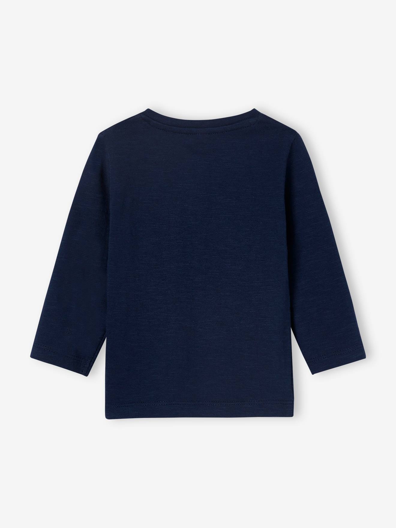 Camiseta personalizável para bebê menino, com gola tunisiana e mangas compridas, lisa, bege claro.