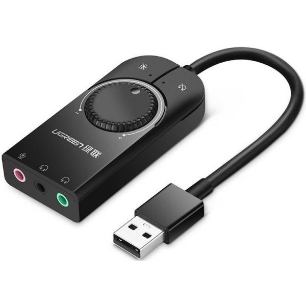Ugreen Placa de Som Externa CM129 USB 15cm Preta - 6957303849642