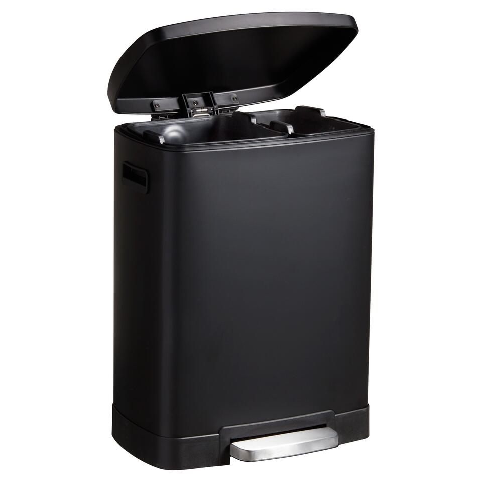 Pedaalemmer Duo/Softclose 40 Liter Mat Zwart
