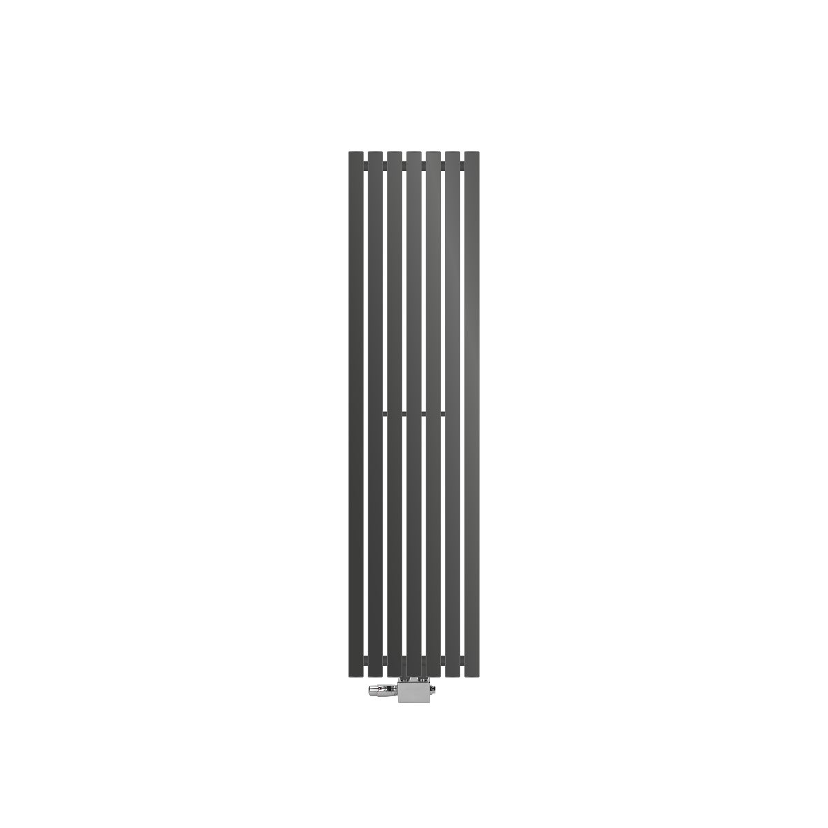 ECD Germany Design Stella paneelradiator, middenaansluiting, 370x1400 mm, antraciet, met aansluitset en thermostaat, universeel, hoek- en doorloopmodel, vlak, enkellaags, verticaal, badkamerradiator