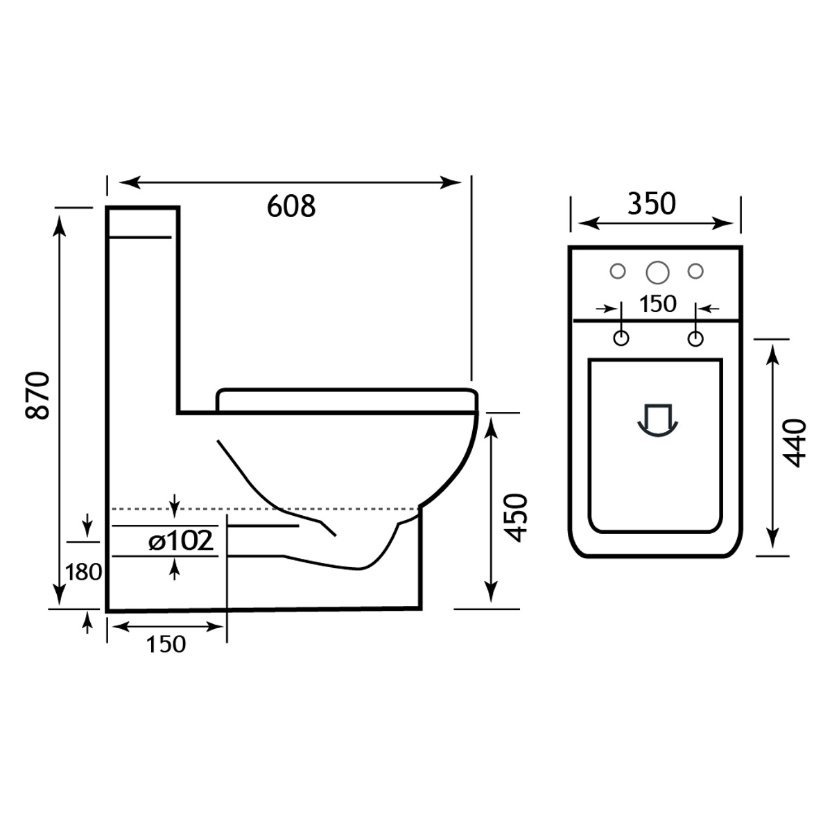 Eastbrook Collindale Comfort randloze toiletpot wit glans