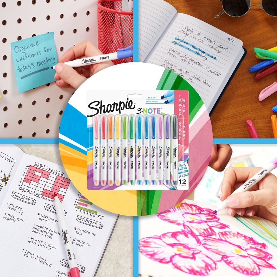 Sharpie - S-Note Alsidig 2-i-1-spids (12 styk)