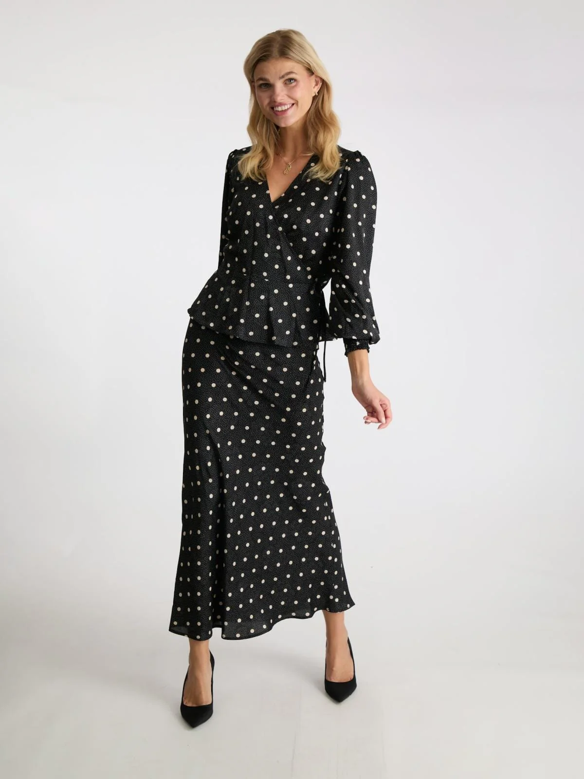 Neo Noir Lola Retro Dot Long Skirt