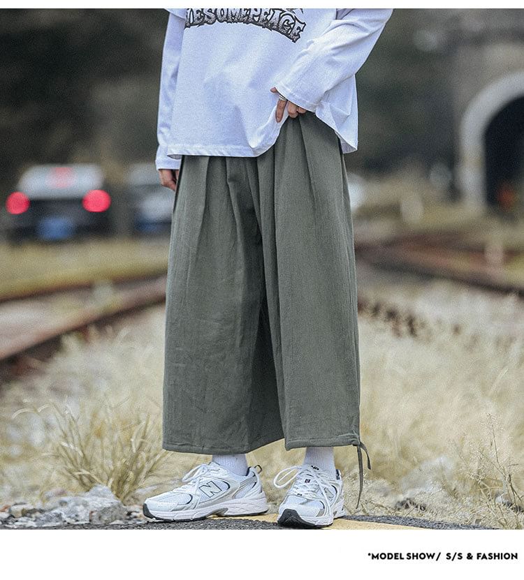 YIKES - Effen cropped harembroek met trekkoordtaille