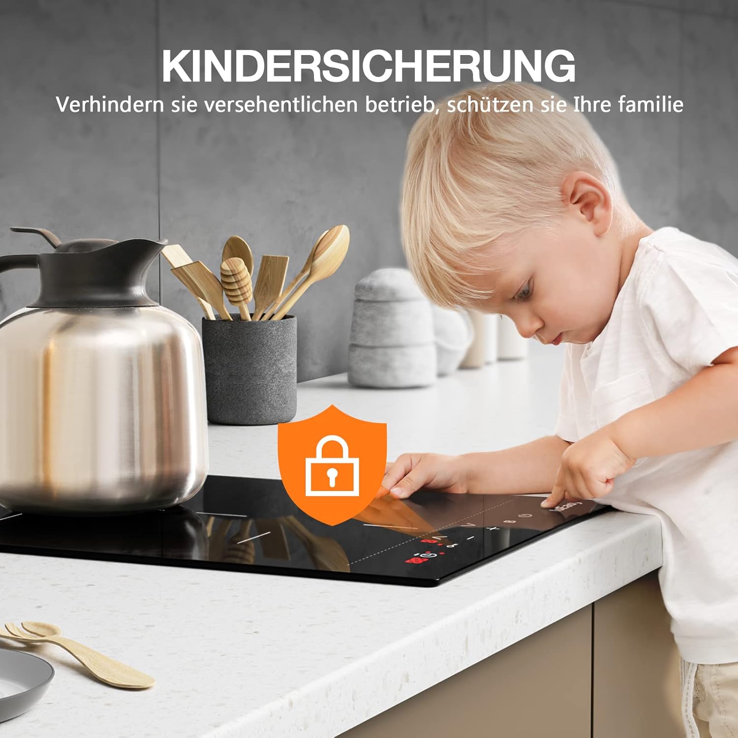 IsEasy Domino Induktionskochfeld Mit 2 Platten - 9 Leistungsstufen, 1-99Min Timer, Boost-Funktion, 29.5cm, 3400W, Schwarz