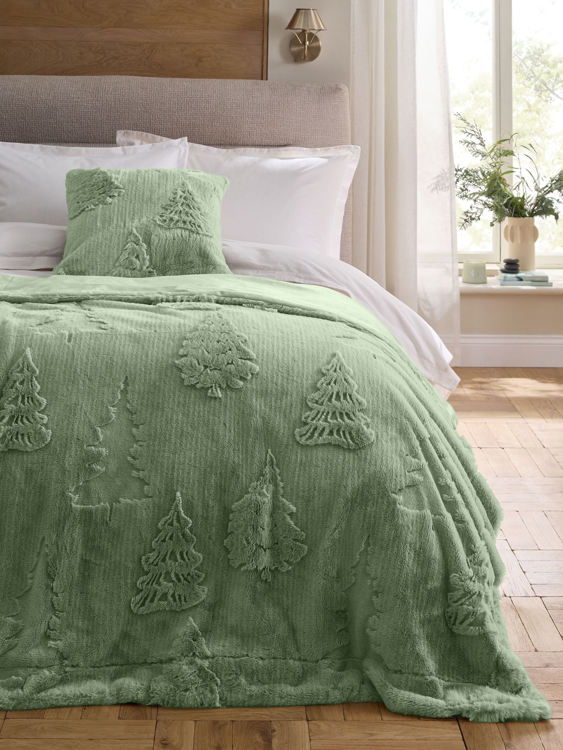 Faux Fur Christmas Tree Throw