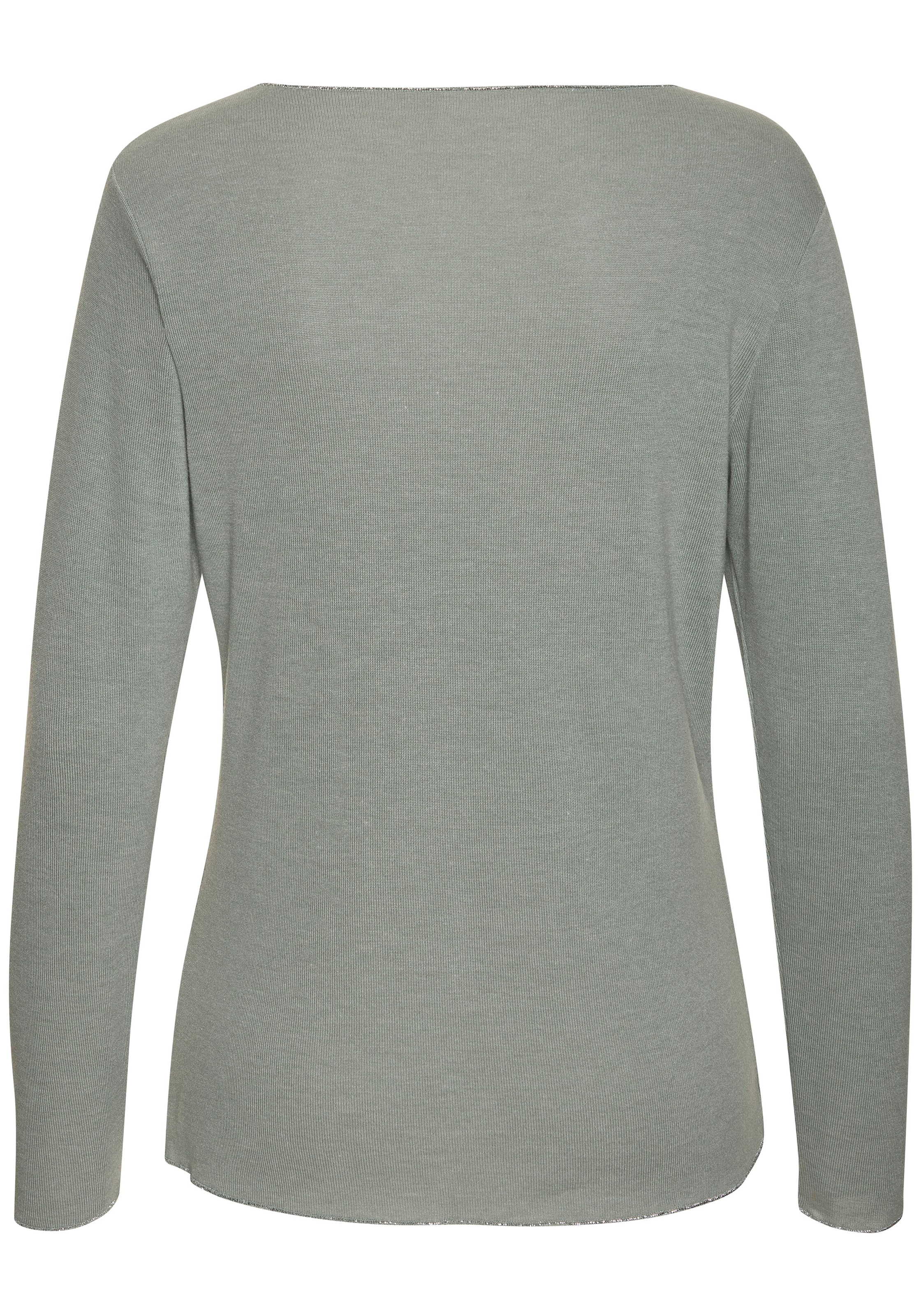 LASCANA Langarmshirt »mit feiner Glitzereinfassung« aus weichem Viskose-Feinstrick