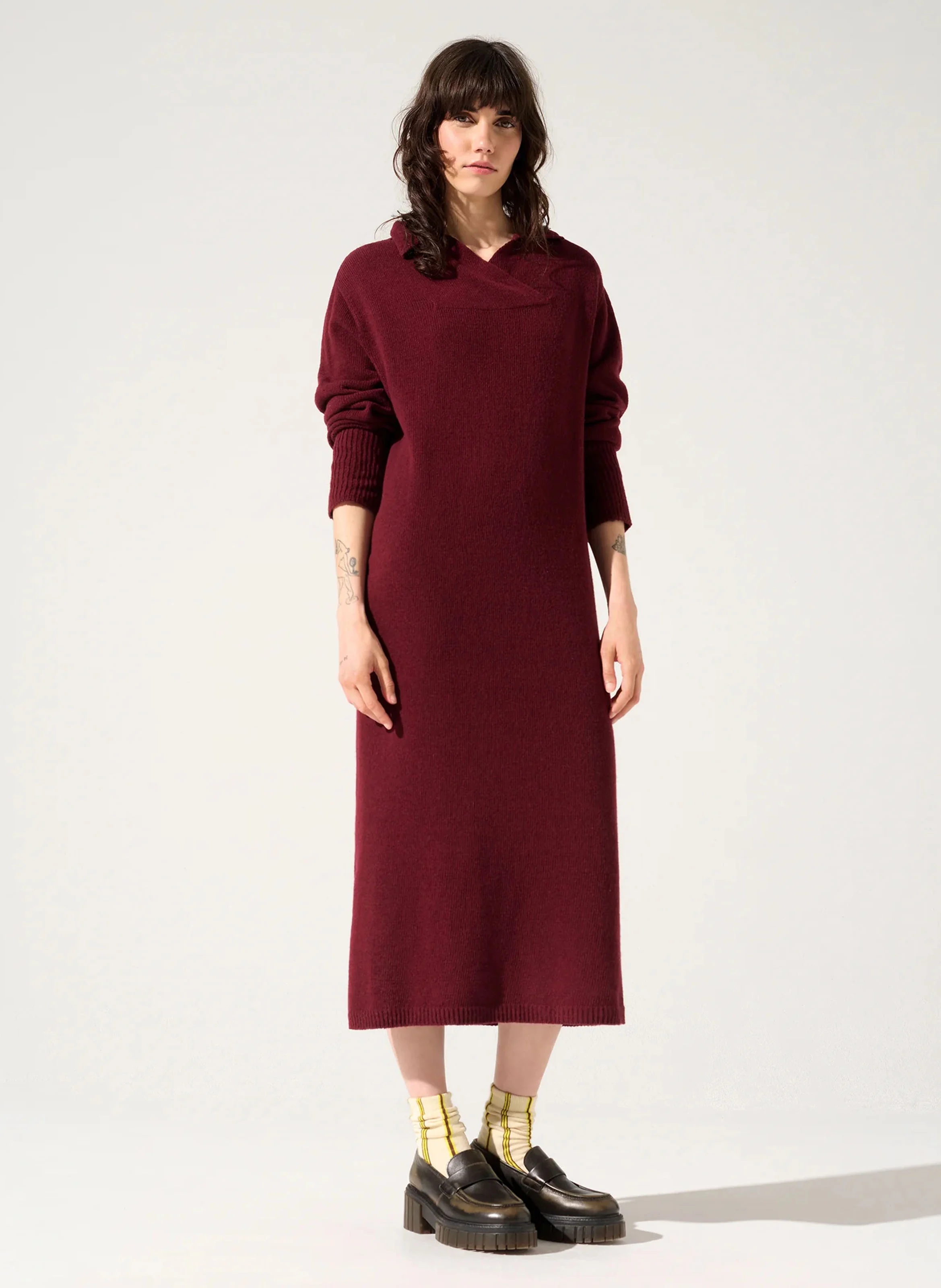 PERHAN - Robe pull ample en laine mélangée | Bleu