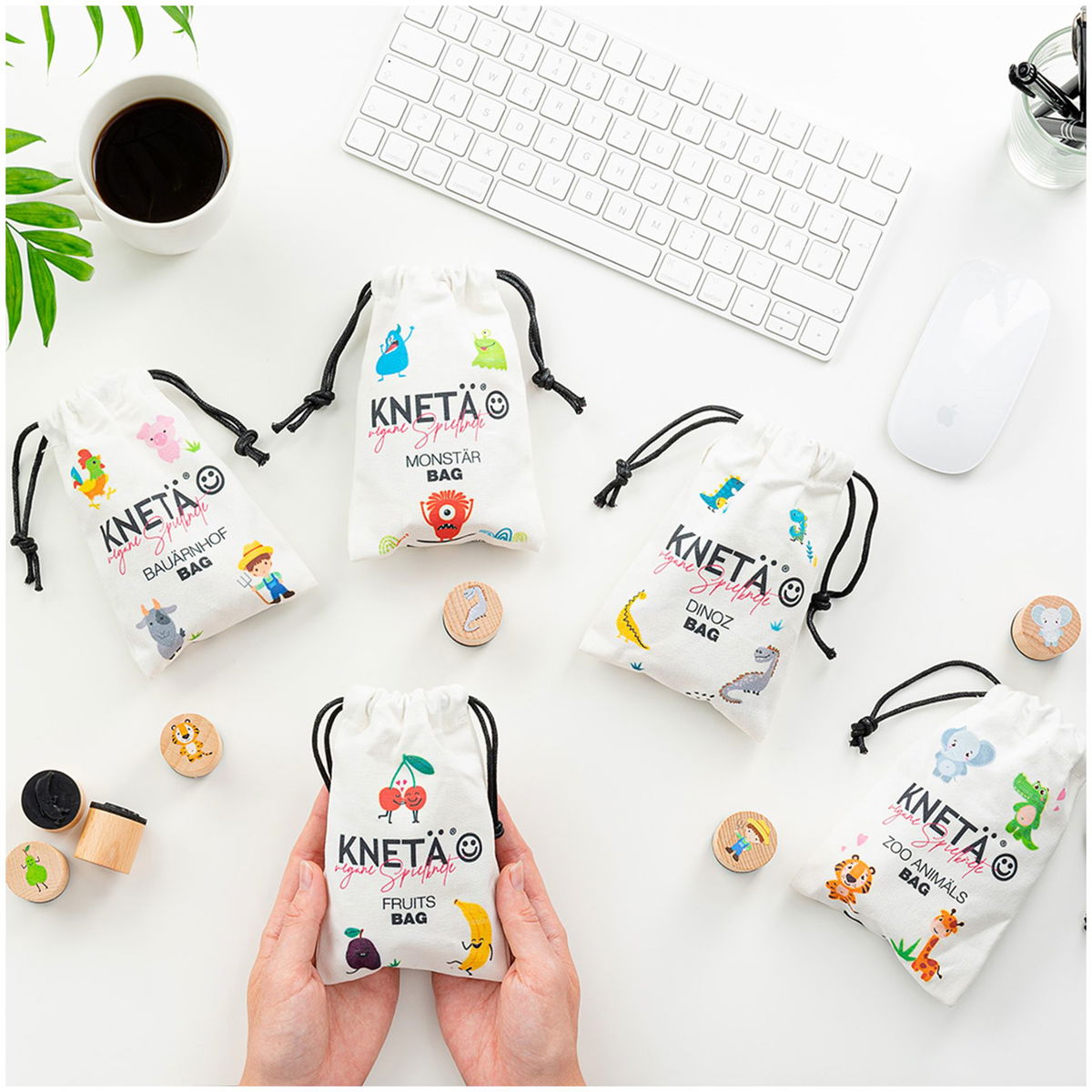 KNETÄKNETÄ   Holzstempel Set Dinoz