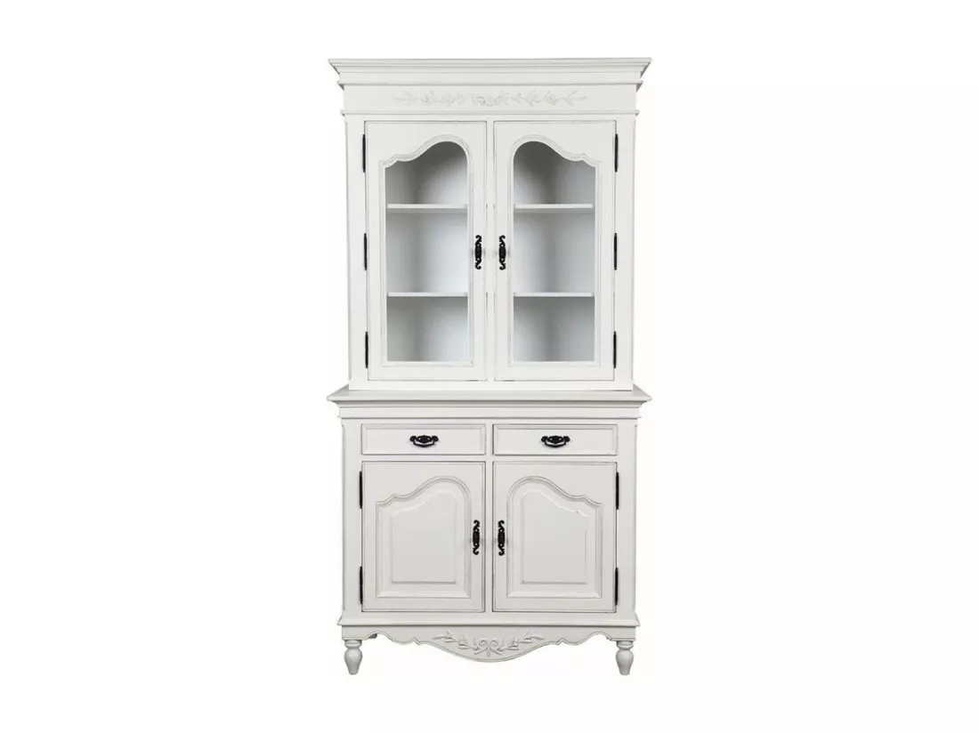 Buffet vaisselier 2 portes vitrées Bois-MDF Blanc - Romance Interior's