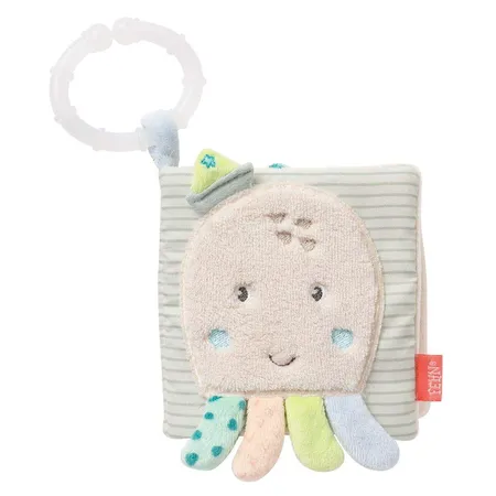 Fehn Stoffbuch mit Rassel und Aufhänger 11x11cm Meereskinder Oktopus