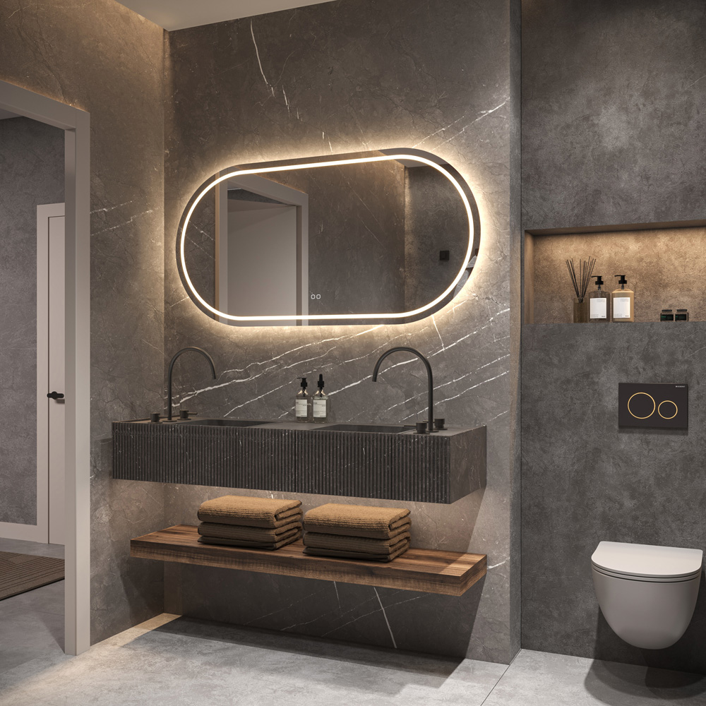 Hipp Design Phantom ovale spiegel met verlichting en verwarming 100x70cm