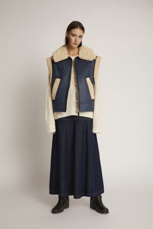 MUNTHE TUPPA Animal Free Fur Vest Blue