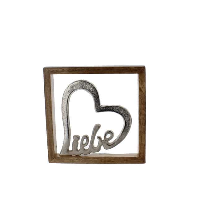 Standdeko - Liebe - Holz und Metall - ca. 20 x 3 x 20 cm