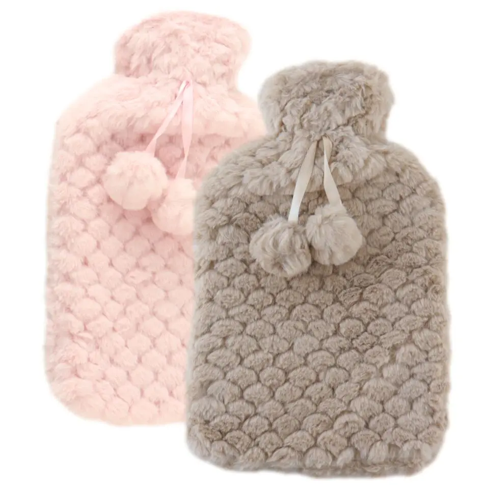 MARBEAUX Warmwaterkruik Set van 2 Stuks Kruik met Zachte Hoes Beige en Roze M...
