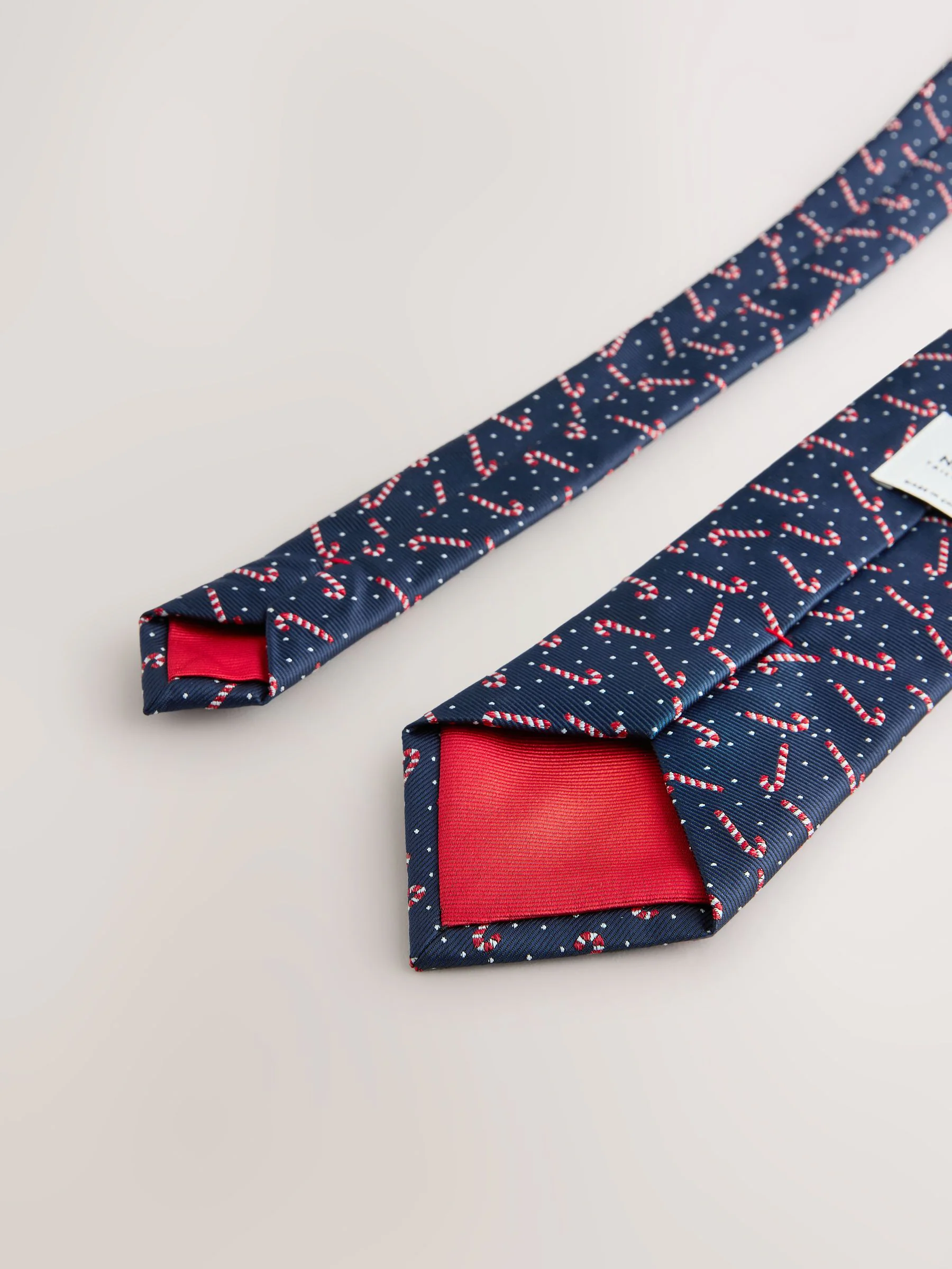 Marineblauw - Stropdas met kerstpatroon