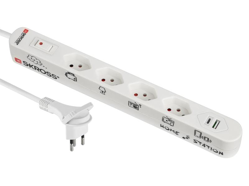Schönenberger Steckdosenleiste Home Station 4xT13, USB-A/C Steckerleiste mit integriertem USB Ladegerät