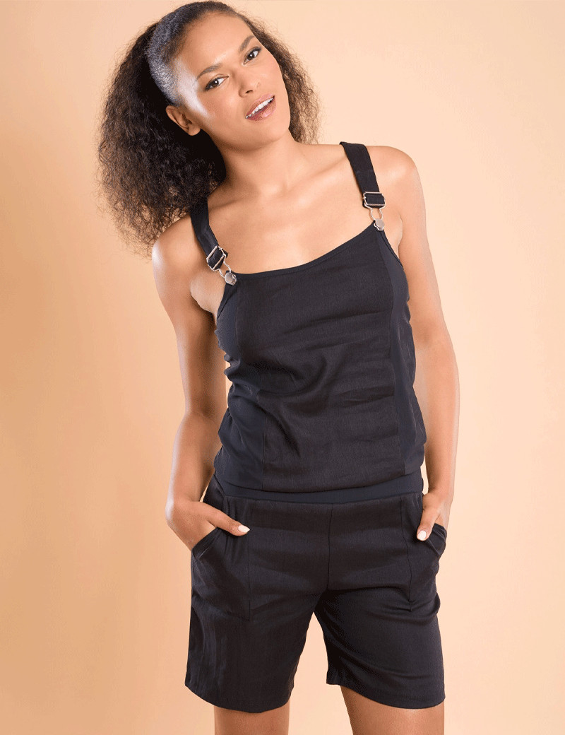 HBT NEW HARMONY MIX LIN - NELLIE COMBINAISON SALOPETTE  NOIR