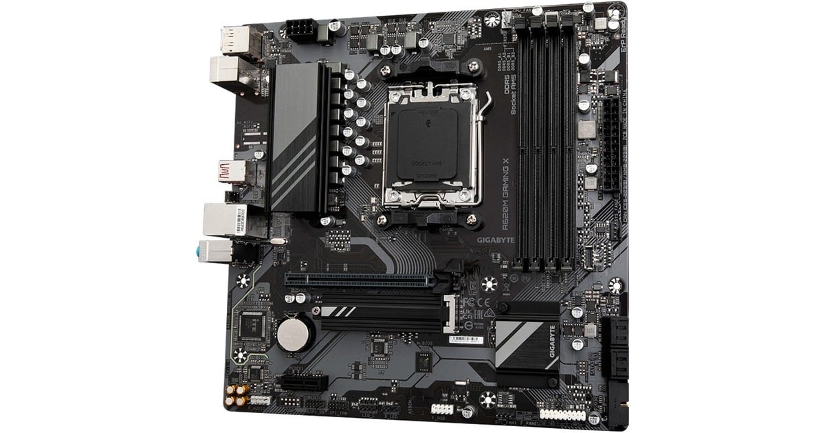 GIGABYTEA620M GAMING X (rev. 1.0) socket AM5 moederbord  (Zwart/grijs, RAID, Gb-LAN, Sound, µATX)