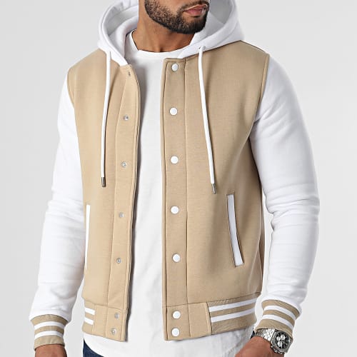 Veste Teddy A Capuche 2315 Beige Blanc
