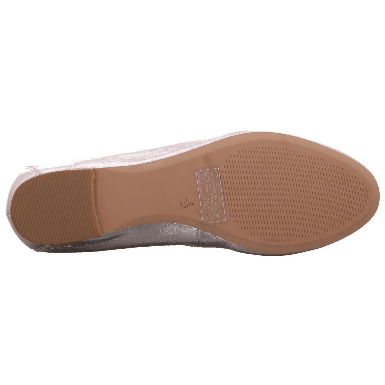 CAPRICE Ballerina Silber Leder  mit Wechselfussbett