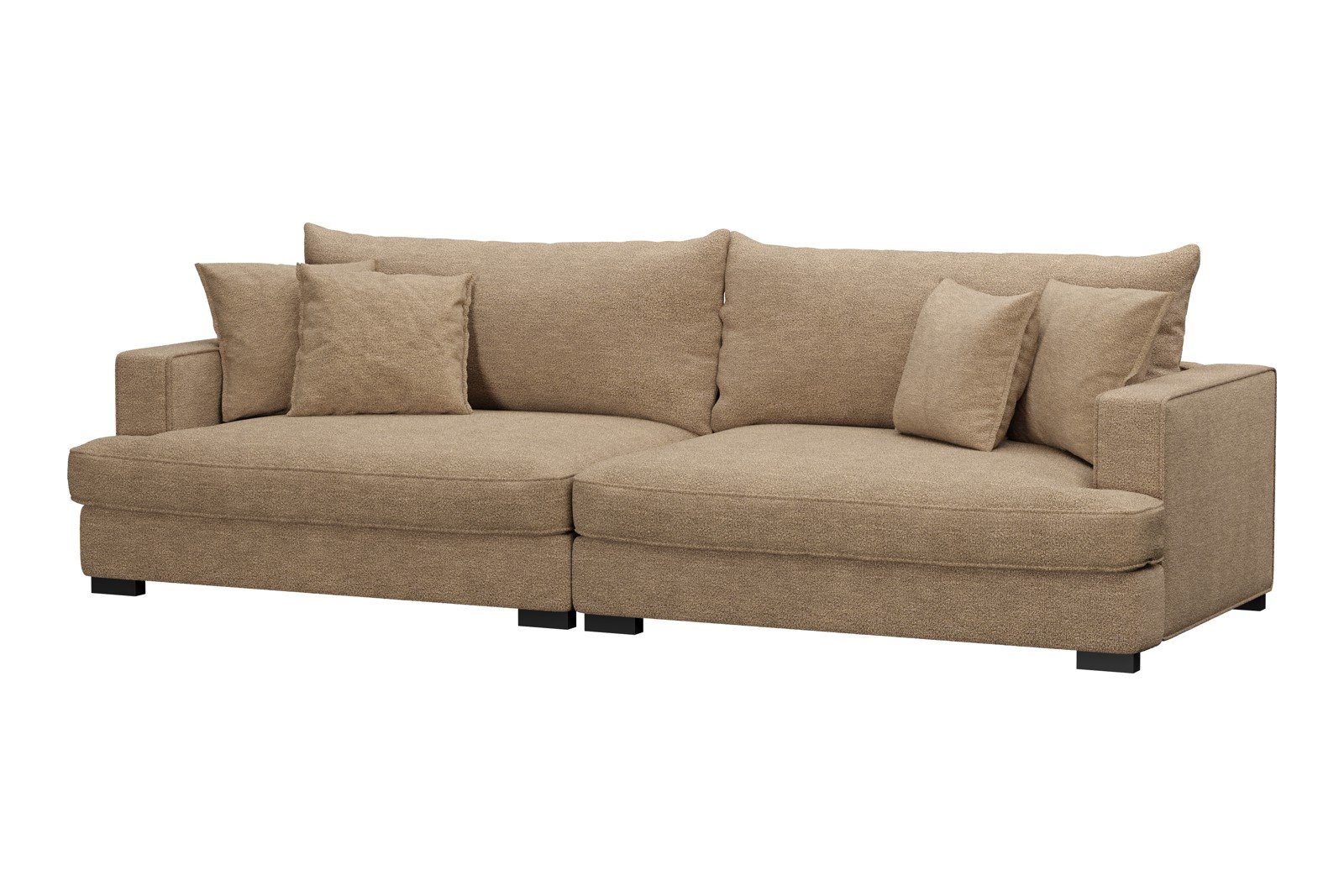 Rossi Lux 4-seter sofa Tekstil Beatto 1012 Brown, arm A med sorte ben. Lux Komfort.