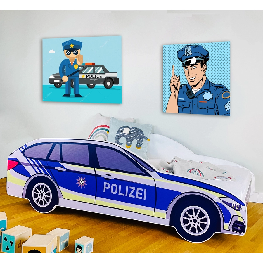 Kids Collective Autobett Kinderbett Jugendbett 70x140 mit Rausfallschutz | Spielbett blau