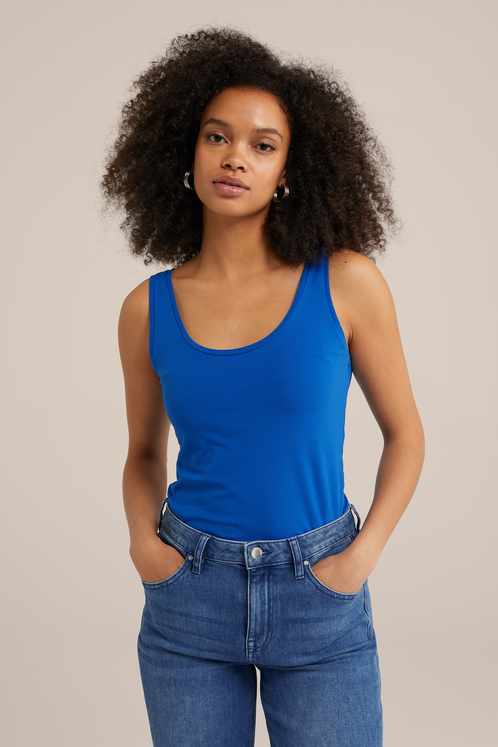 singlet van katoenmix WE Fashion Kobaltblauw