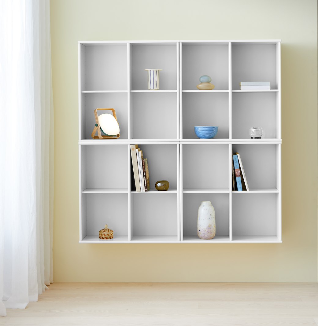Mistral Bokyller 140x140x27cm. Hvitpigmentert eik. Veggmontert. 4stk.