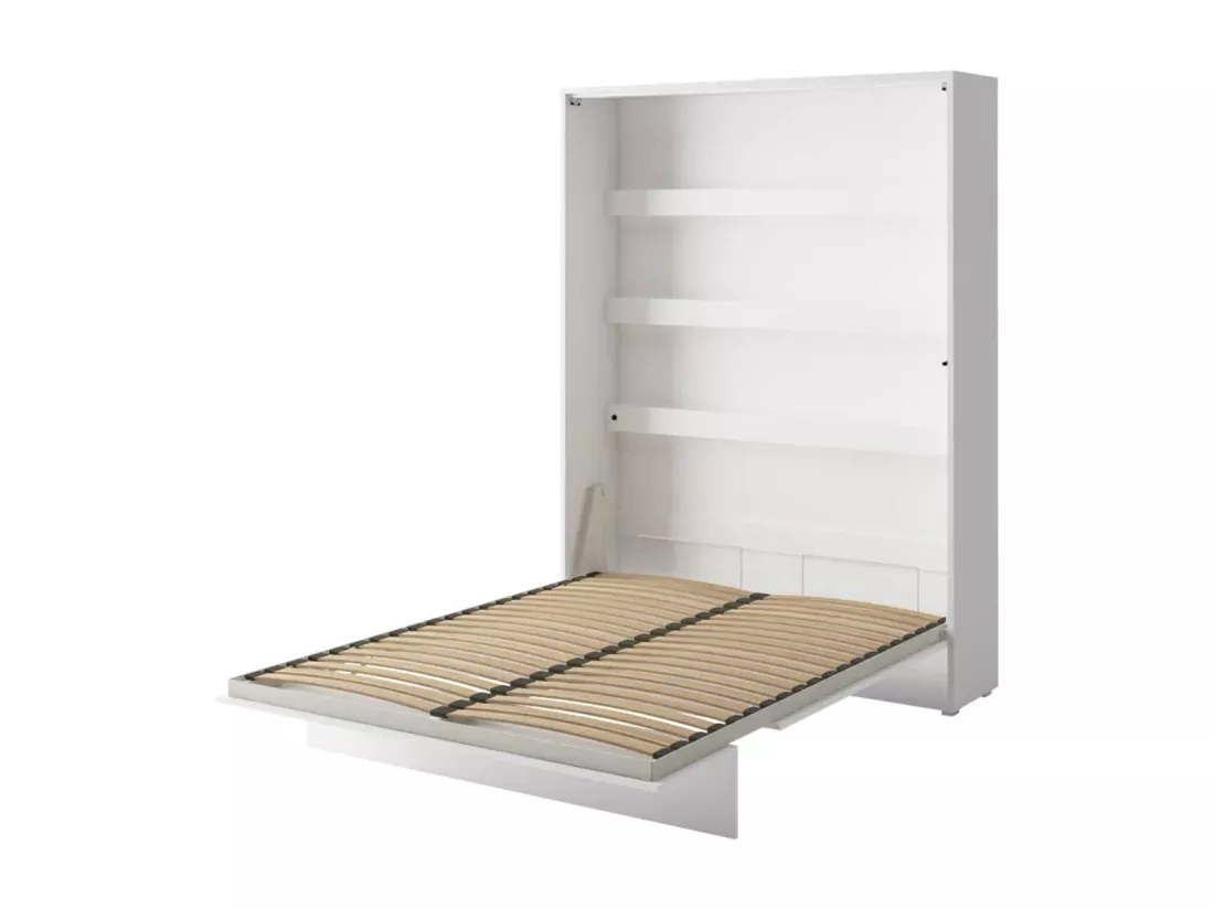 Lit escamotable vertical avec étagères gris mat Noby 90x200-Avec matelas