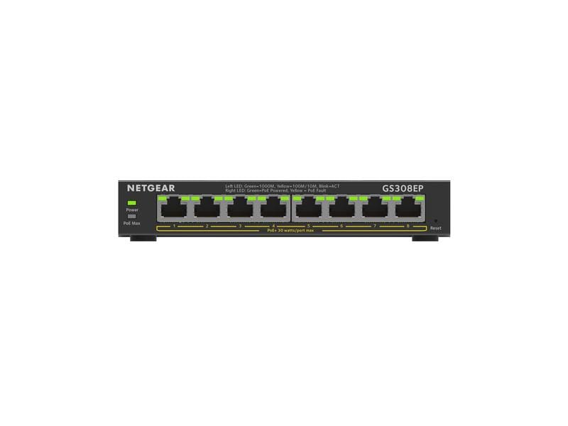 Netgear PoE  Switch GS308EP-100PES 8 Port 8-Port Gigabit Ethernet PoE  Smart Managed Plus Switch (GS308EP)