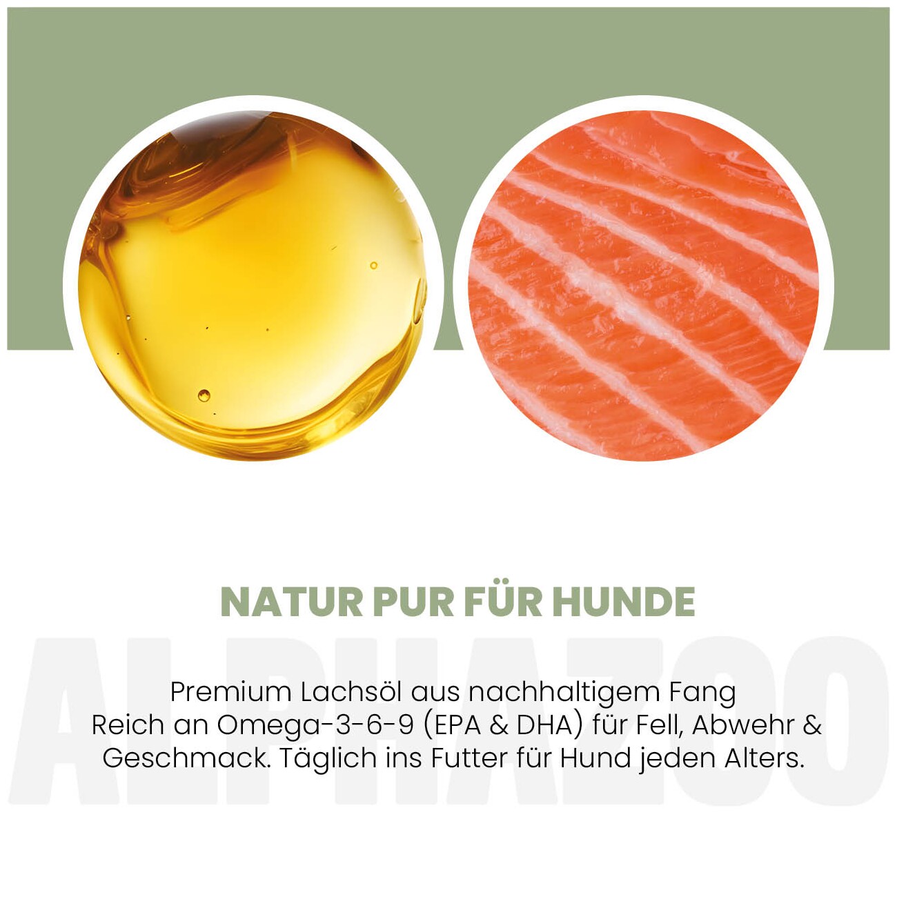 ALPHAZOO Premium Lachsöl für Hunde I Natürliches Omega-3 Fischöl