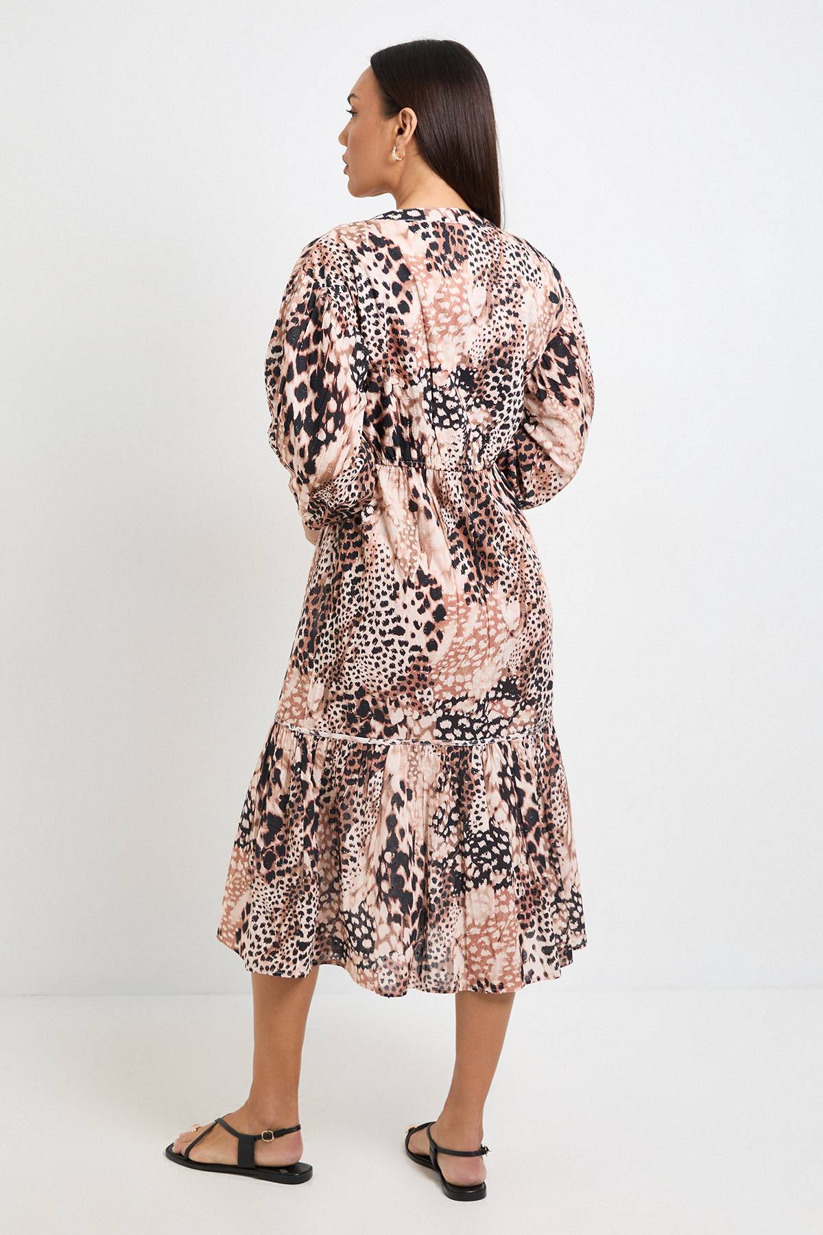 Wallis Robe Midi En Coton Imprimé Animal Pour L'été