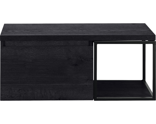 Sanox Frozen wastafelmeubel, frontkleur zwart eiken, plank zwart, BxHxD 100,2 x 43,6 x 45 cm