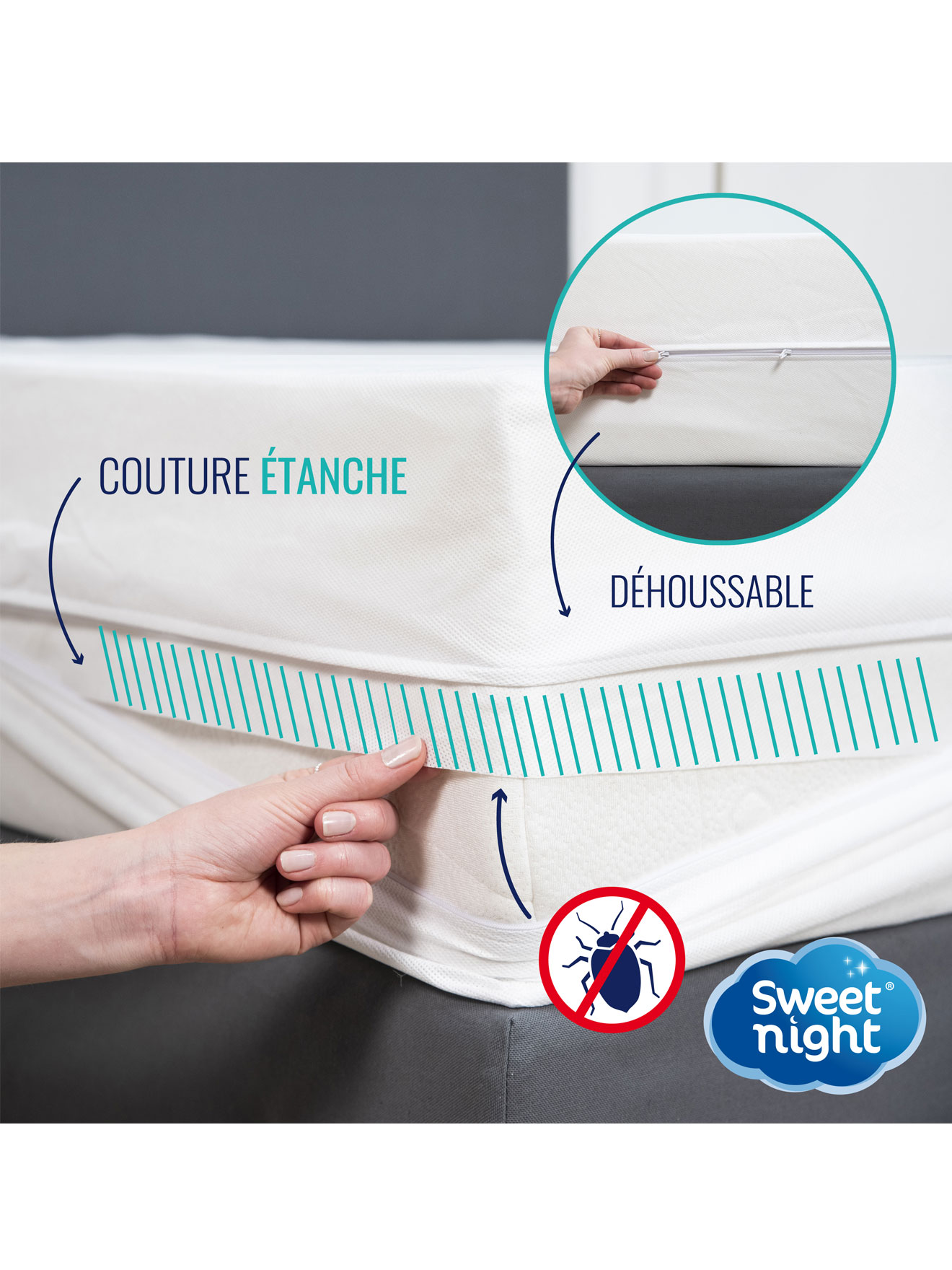 Housse de matelas anti-punaises de lit