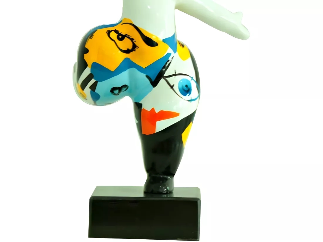 Statue femme jambe levée avec dessin abstrait H33 cm - LADY PICASSO