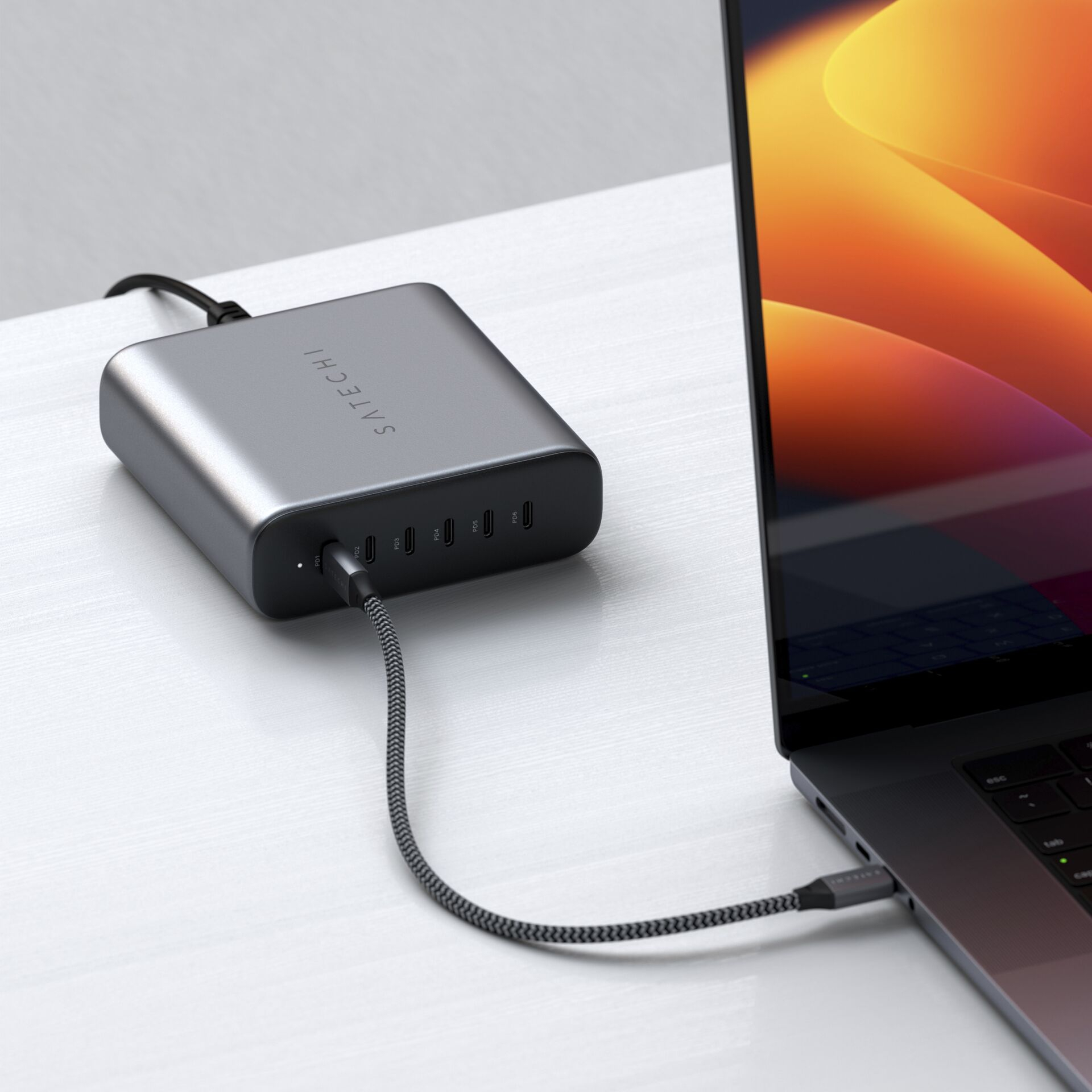 (200W) 6x USB C GaN Ladegerät Universal Ladestation PD 3.1 (ST-C200GM-EU) - Space Gray